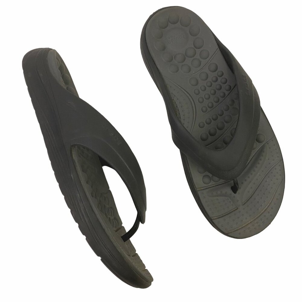 Crocs Reviva Black Flip Flops 205545 Thong Sandals Slip on Shoes Men 9 Women 11